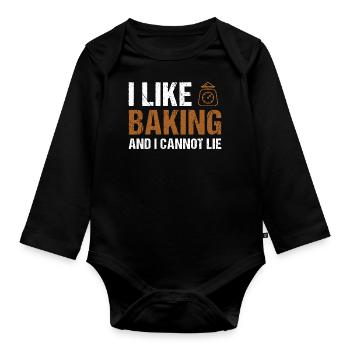 Baker I Like Baking - Organic Longsleeve Baby Bodysuit - black - Front