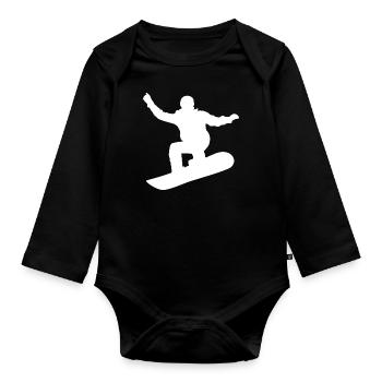 Snowboarding, Halfpipe, Winter sports, Ski packages - Organic Longsleeve Baby Bodysuit - black - Front