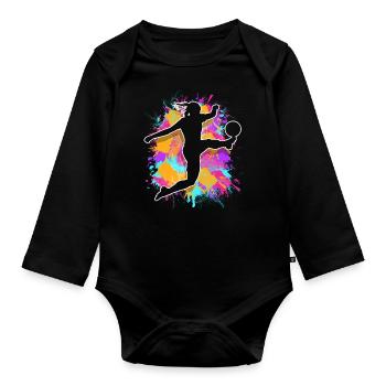Female Soccer Soccer Women's Soccer - Organic Longsleeve Baby Bodysuit - black - Front