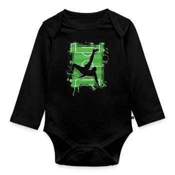 Football overhead kick - Organic Longsleeve Baby Bodysuit - black - Front
