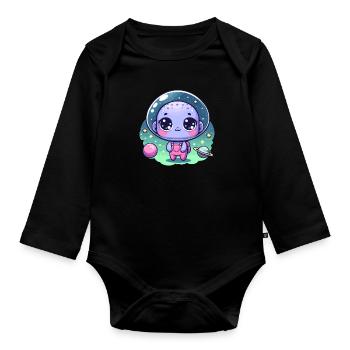 Designs For Kids – Freundliche Aliens - Baby Bio-Langarm-Body - Schwarz - Vorne