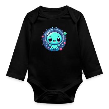 Designs For Kids – Freundliche Aliens - Baby Bio-Langarm-Body - Schwarz - Vorne