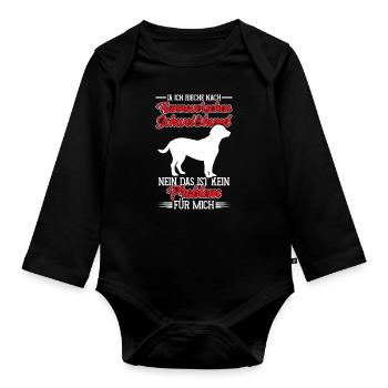Rieche nach Hannoverscher Schweißhund - Baby Bio-Langarm-Body - Schwarz - Vorne