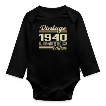 Anniversaire 84 Ans Millésime 1940 Cadeau 1940 - Body Bébé bio manches longues - noir - Devant