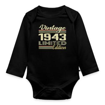 Anniversaire 81 Ans Millésime 1943 Cadeau 1943 - Body Bébé bio manches longues - noir - Devant