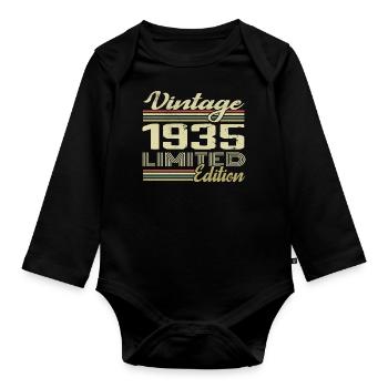 Anniversaire 89 Ans Millésime 1935 Cadeau 1935 - Body Bébé bio manches longues - noir - Devant