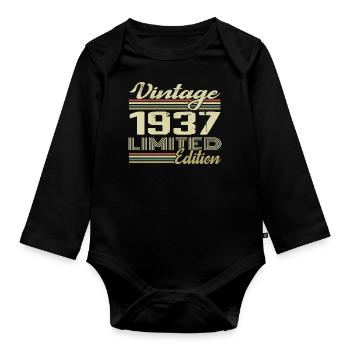 Geburtstag 87 Jahre Jahrgang 1937 Geschenk 1937 - Baby Bio-Langarm-Body - Schwarz - Vorne