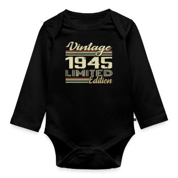 Anniversaire 79 Ans Millésime 1945 Cadeau 1945 - Body Bébé bio manches longues - noir - Devant