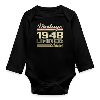 Anniversaire 76 Ans Millésime 1948 Cadeau 1948 - Body Bébé bio manches longues - noir - Devant