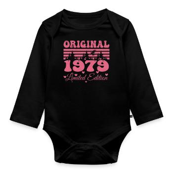 45th Birthday Gift 1979 Woman | Born in 1979 - Organic Longsleeve Baby Bodysuit - black - Front