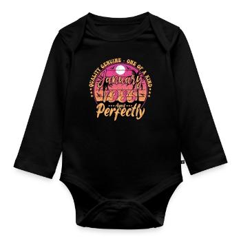 January 1985 Anniversary 1985 January 1985 - Organic Longsleeve Baby Bodysuit - black - Front