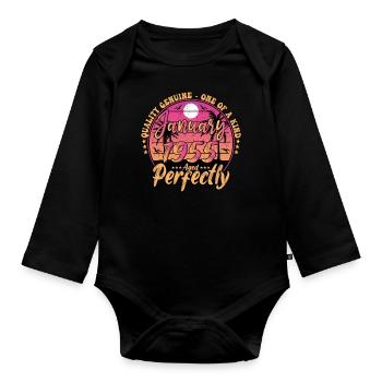 January 1955 Anniversary 1955 January 1955 - Organic Longsleeve Baby Bodysuit - black - Front