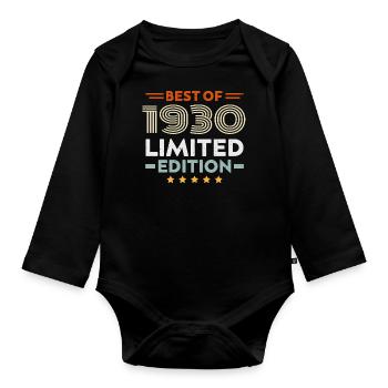 Retro 1930 Vintage 94. Geburtstagsgeschenk 94 Jahre alt - Baby Bio-Langarm-Body - Schwarz - Vorne