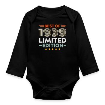 Retro 1939 Vintage 85. Geburtstagsgeschenk 85 Jahre alt - Baby Bio-Langarm-Body - Schwarz - Vorne