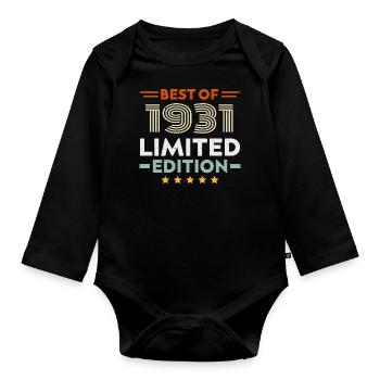 Retro 1931 Vintage 93. Geburtstagsgeschenk 93 Jahre alt - Baby Bio-Langarm-Body - Schwarz - Vorne