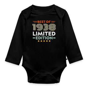 Retro 1938 Vintage 86. Geburtstagsgeschenk 86 Jahre alt - Baby Bio-Langarm-Body - Schwarz - Vorne