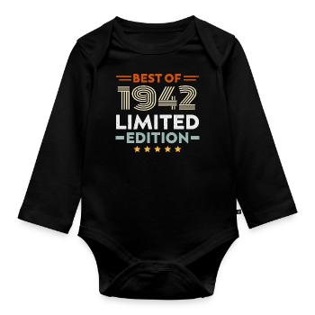 Retro 1942 Vintage 82nd Birthday Gift 82 Years Old - Organic Longsleeve Baby Bodysuit - black - Front