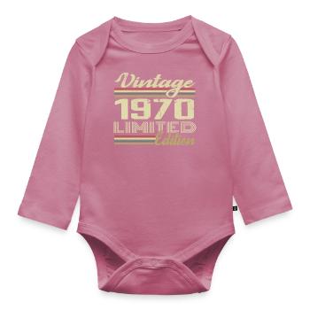Birthday 54 Years Vintage 1970 Gift 1970 - Organic Longsleeve Baby Bodysuit - mauve - Front