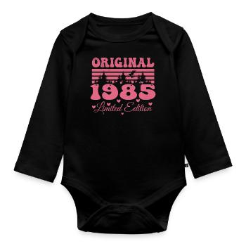 39. Geburtstagsgeschenk 1985 Frau | Geboren 1985 - Baby Bio-Langarm-Body - Schwarz - Vorne