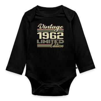 Anniversaire 62 Ans Millésime 1962 Cadeau 1962 - Body Bébé bio manches longues - noir - Devant