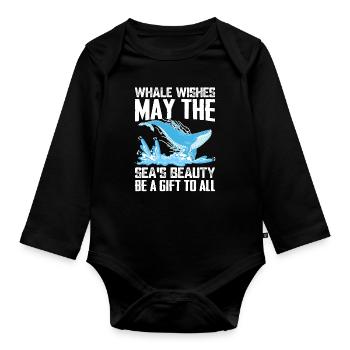 Que la beauté de la mer soit un cadeau pour tous - Body Bébé bio manches longues - noir - Devant