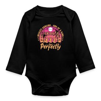 January 1995 Anniversary 1995 January 1995 - Organic Longsleeve Baby Bodysuit - black - Front