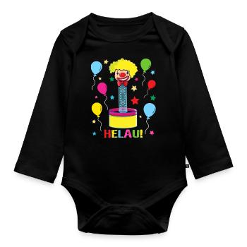 Helau Kostüm Clown Karneval Fasching lustig bunt - Baby Bio-Langarm-Body - Schwarz - Vorne