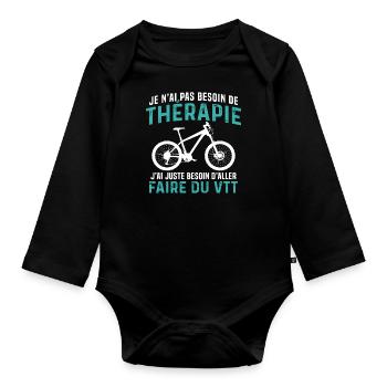 j'ai juste besoin d aller faire du vtt - Body Bébé bio manches longues - noir - Devant