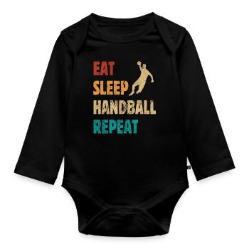 Eat Sleep Handball Repeat - Handballer Dire - Body Bébé bio manches longues - noir - Devant