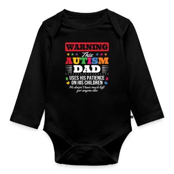 Journée de sensibilisation des pères autistes autistes cadeau - Body Bébé bio manches longues - noir - Devant