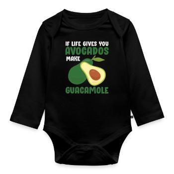 Avocat Guacamole Vegan Cadeau - Body Bébé bio manches longues - noir - Devant