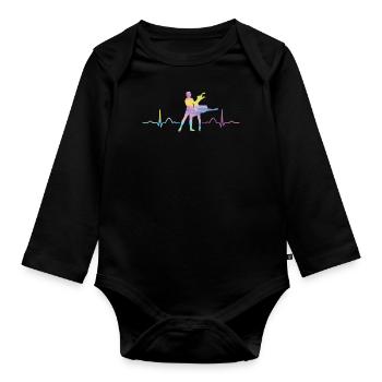 Ballett Tänzer Herzschlag Ekg Ballerina - Baby Bio-Langarm-Body - Schwarz - Vorne