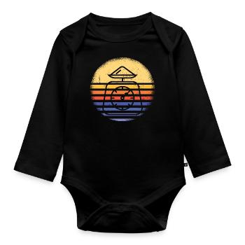 Baker Rétro Coucher de soleil Cuisson - Body Bébé bio manches longues - noir - Devant