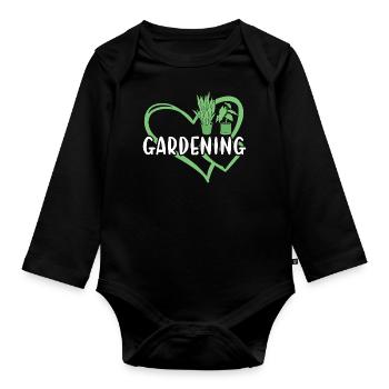 Jardinier Cœur Jardinage - Body Bébé bio manches longues - noir - Devant
