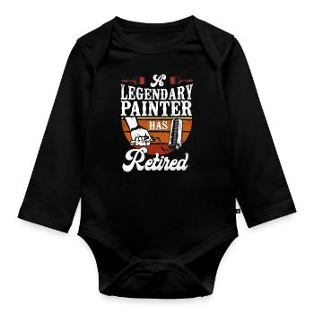 Retraite de Peintre Décorateur en bâtiment - Body Bébé bio manches longues - noir - Devant