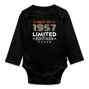 Retro 1957 Vintage Gift 67th Birthday 67 Years - Organic Longsleeve Baby Bodysuit - black - Front