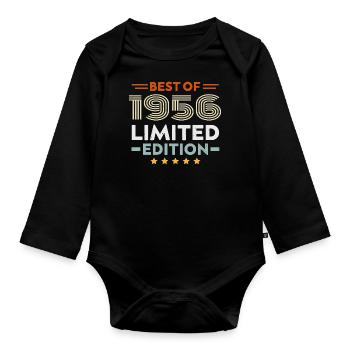 Retro 1956 Vintage Geschenk 68. Geburtstag 68 Jahre - Baby Bio-Langarm-Body - Schwarz - Vorne