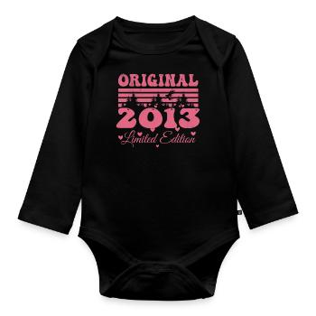 11th Anniversary Gift 2013 Women | Born in 2013 - Organic Longsleeve Baby Bodysuit - black - Front