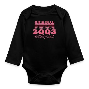 21. Jahrestag 2003 Frau Geschenk | Jahrgang 2003 - Baby Bio-Langarm-Body - Schwarz - Vorne