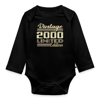 Anniversaire 24 Ans Millésime 2000 Cadeau 2000 - Body Bébé bio manches longues - noir - Devant