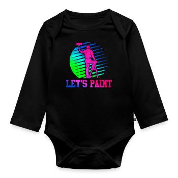 House Painter Decorator Retro 80s - Organic Longsleeve Baby Bodysuit - black - Front