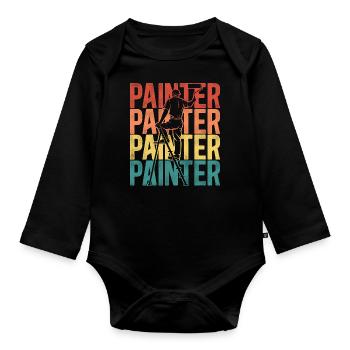 House Painter Decorator Vintage - Baby Bio-Langarm-Body - Schwarz - Vorne