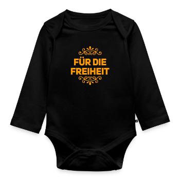 ich will mehr Freiheit - Baby Bio-Langarm-Body - Schwarz - Vorne