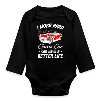 Classic Car Can Have A Better Life - Baby Bio-Langarm-Body - Schwarz - Vorne
