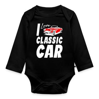 I Love Classic Car - Baby Bio-Langarm-Body - Schwarz - Vorne