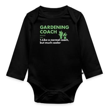 Gardener Coach Définition Jardinage - Body Bébé bio manches longues - noir - Devant