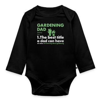 Jardinier Papa Définition Jardinage - Body Bébé bio manches longues - noir - Devant