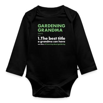 Jardinier Grand-mère Définition Jardinage - Body Bébé bio manches longues - noir - Devant