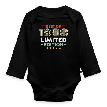 Retro 1988 Vintage Gift 36th Birthday 36 Years - Organic Longsleeve Baby Bodysuit - black - Front