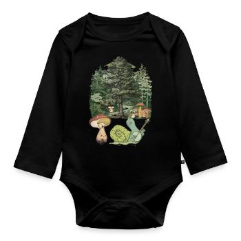 Waldbewohner Schnecke Kinder Musik Kind - Baby Bio-Langarm-Body - Schwarz - Vorne